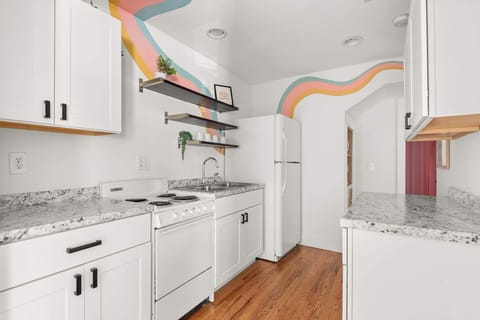 The kitchen is stocked with everything that you would need to cook a great meal during your trip!