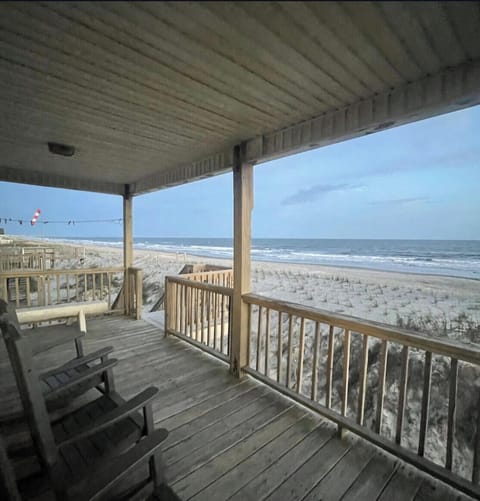 Covered porch looking out to ocean