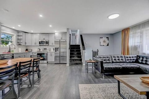 Kitchen , living room and stairs to bedrooms