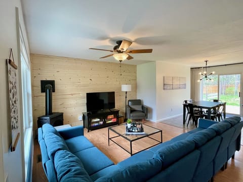 Make yourself at home with the fireplace, TV, games, and puzzles in the living room.