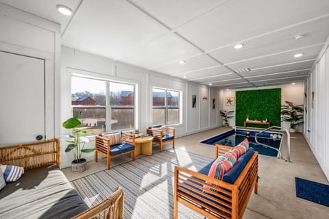 Indoor heated Pool with seating arrangement