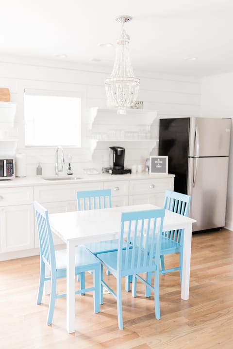 Kitchenette area with full fridge and Keurig.