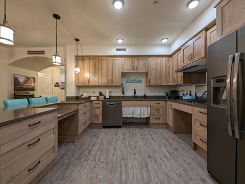 The kitchen is designed for everyone even people that use walkers or wheelchairs