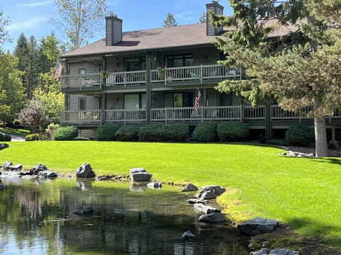 The condo is the lower middle deck with the flag