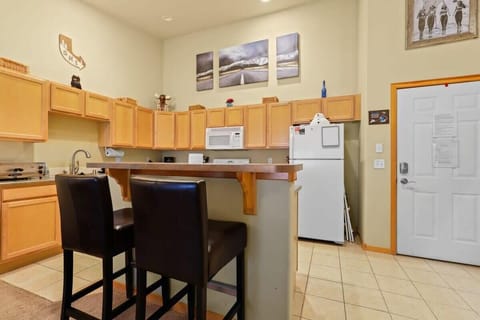 A well-equipped kitchen greets you when you enter the home.