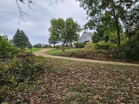 House is located on hillside property with spectacular views year around.