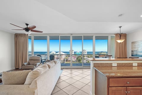 Signature Apartment, 3 Bedrooms, Balcony, Beach View | Living room | 50-inch Smart TV with cable channels