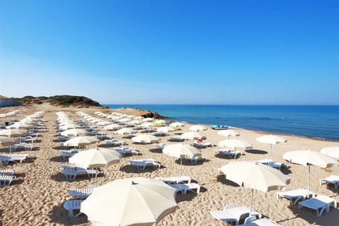 Private beach nearby, sun loungers, beach umbrellas