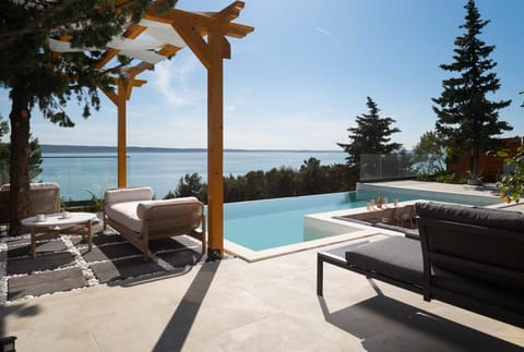 Beutiful sea view from the terrace of luxury villa Sea Milady Zadar with heated pool, sauna and jacuzzi