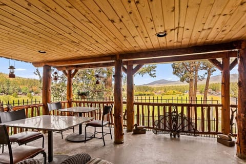 Outdoor deck seating with a beautiful view!