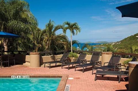 Hillside semi-private pool and bar-b-que area