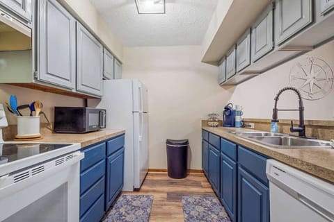 All the kitchen supplies you need for cooking. Coffee, Air fryer, spices, pots and pans ect..