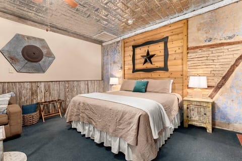 The natural textures create a warm and inviting atmosphere, adding a touch of historic charm to the space.