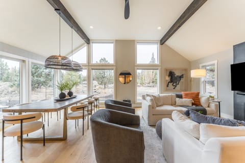 Open layout and tons of natural light in this A-frame-inspired design.