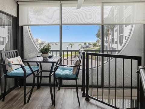 enclosed patio space with water view