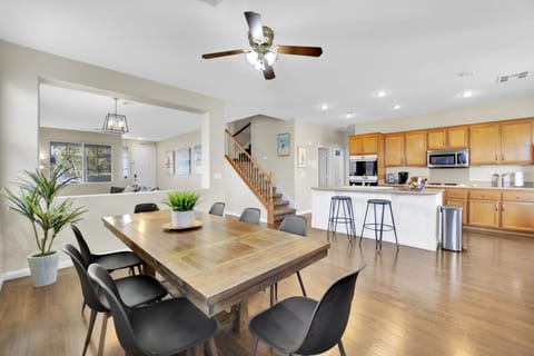 The combination of beautiful hardwood floors, tile, and carpet complements the elegance of this residence.