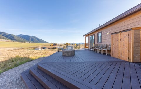 Large deck with fire pit