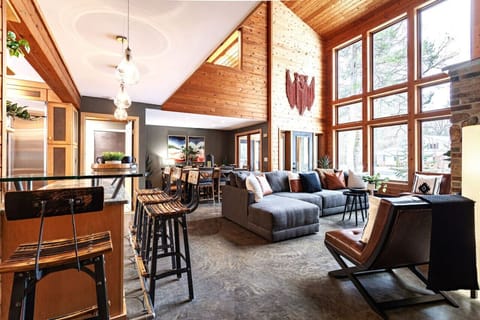 Great room boosts floor to wall windows!
