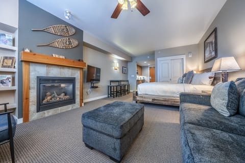 Sofa - Living room area with nice sofa and fireplace