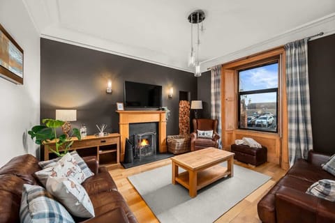 Living room with open fire