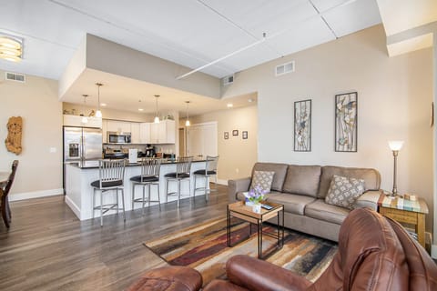 The living space is open for entertaining