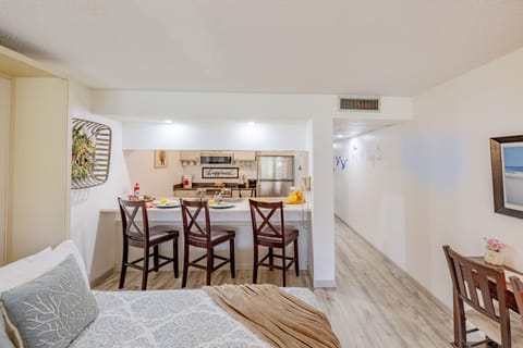 Bar area offers seating for 3.