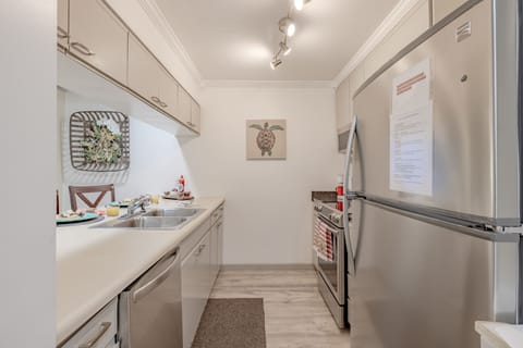 Kitchen is fully stocked, making meal prep a breeze.