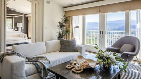 Flat-screen TV, fireplace, pay movies, streaming services