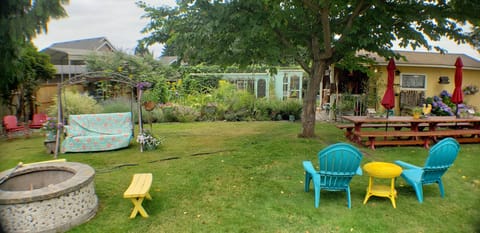 Looking across yard from other side of covered patio.