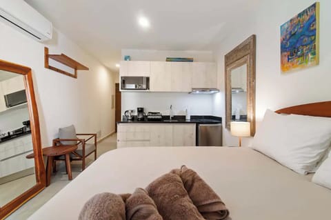 Unwind with king bed, smart TV, desk, patio – perfect stay.