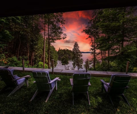 View of lake at sunset from the Underdeck
