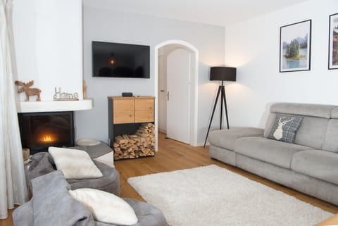 Living area with a fireplace