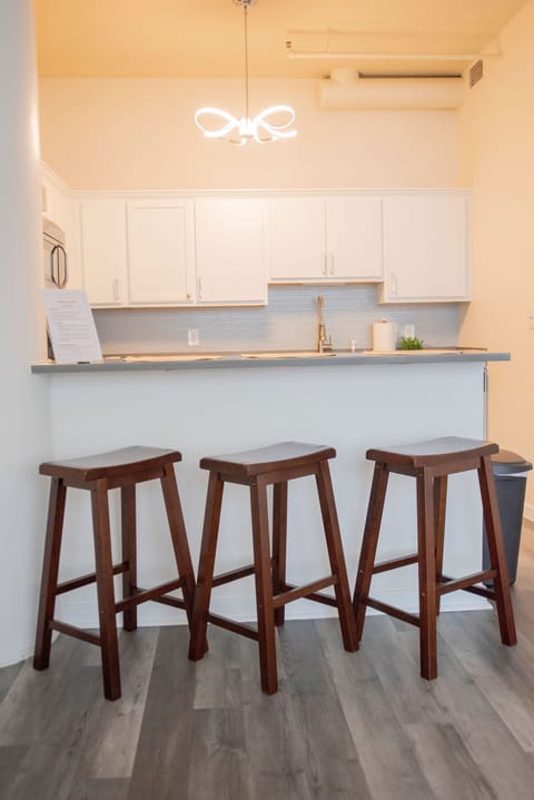 Executive Apartment | Private kitchen | Fridge, microwave, oven, stovetop