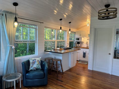 The living area opens to the breakfast br and kitchenette