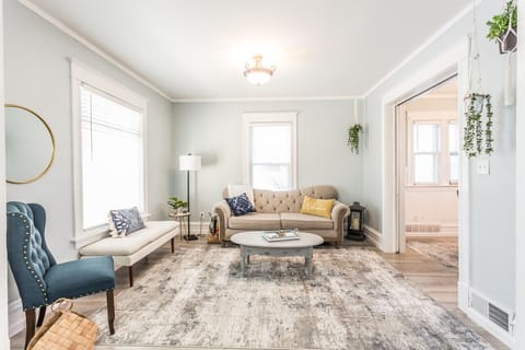 Relax in our bright and stylish living room, perfect for socializing or unwinding.