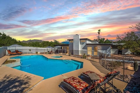 Fully fenced backyard with pool and hot tub (additional fee for pool and hot tub heating)