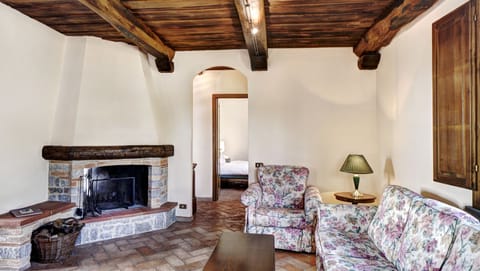 Traditional Cottage, 2 Bedrooms, Vineyard View (Acquila) | Living area | TV, fireplace