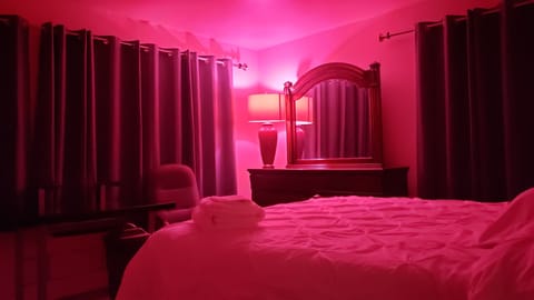 Color/Mood-changing lights in every bedroom. Use remote to select choices
