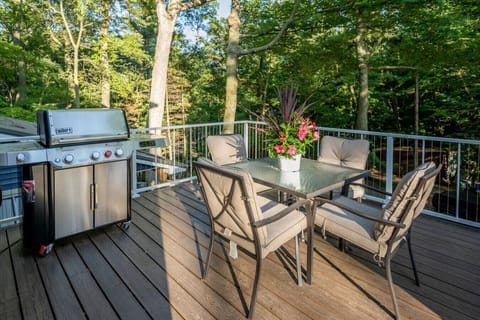 Outdoor grilling and dining area.