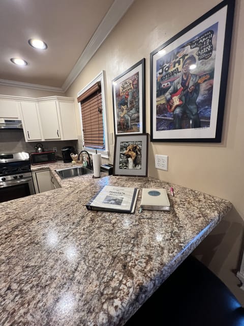 Our mascot, Rusty! As well as a guest book and book about the house.