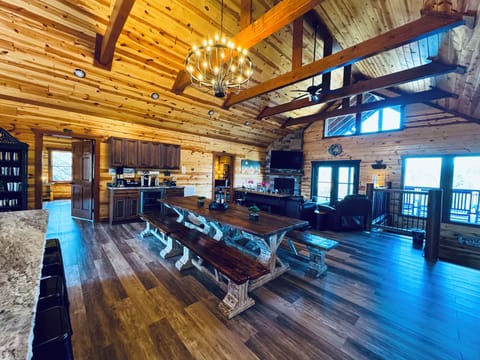 Upstairs living room and dining table 