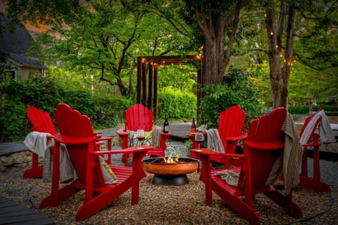The fire pit area is one of our guests' favorite places to gather in the evening.