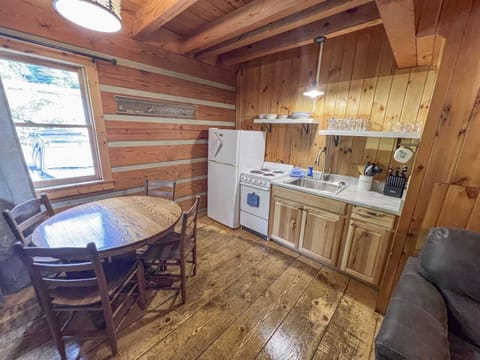 View from couches into kitchen