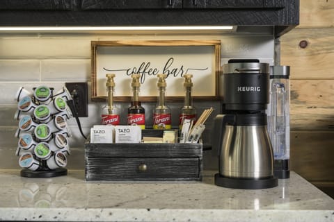 The coffee bar is well-stocked with everything you need to make for a brew-tiful morning!