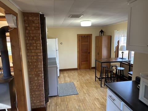 Kitchen of cabin at entry.