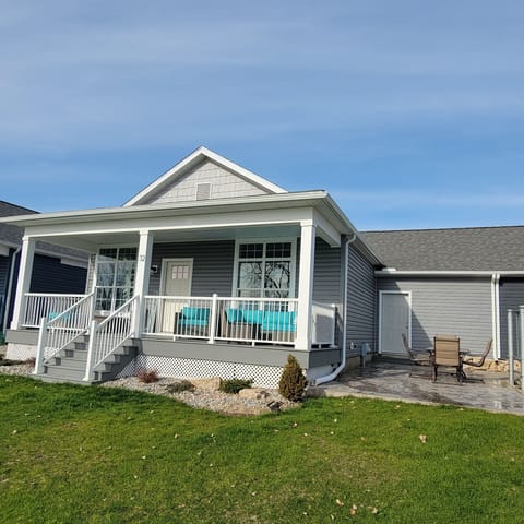 Spacious deck and patio for ample seating choices.