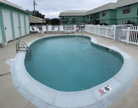 Beautiful pool & storage with provided beach equipment.