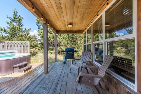 Back deck with hot tub
