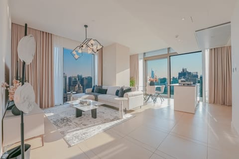 Exclusive Apartment, 2 Bedrooms, Balcony, Marina View | Living area | 65-inch Smart TV with cable channels, Netflix, pay movies
