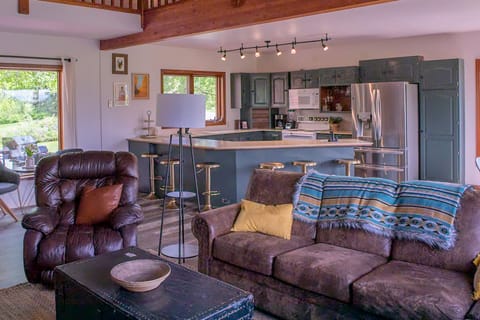 Living room looking into kitchen. 